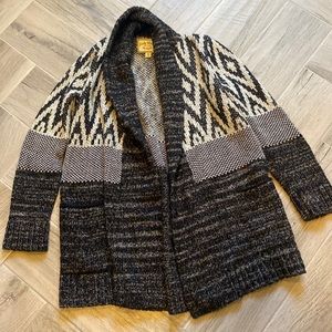 Lucky Brand Black and Cream Cardigan Sweater